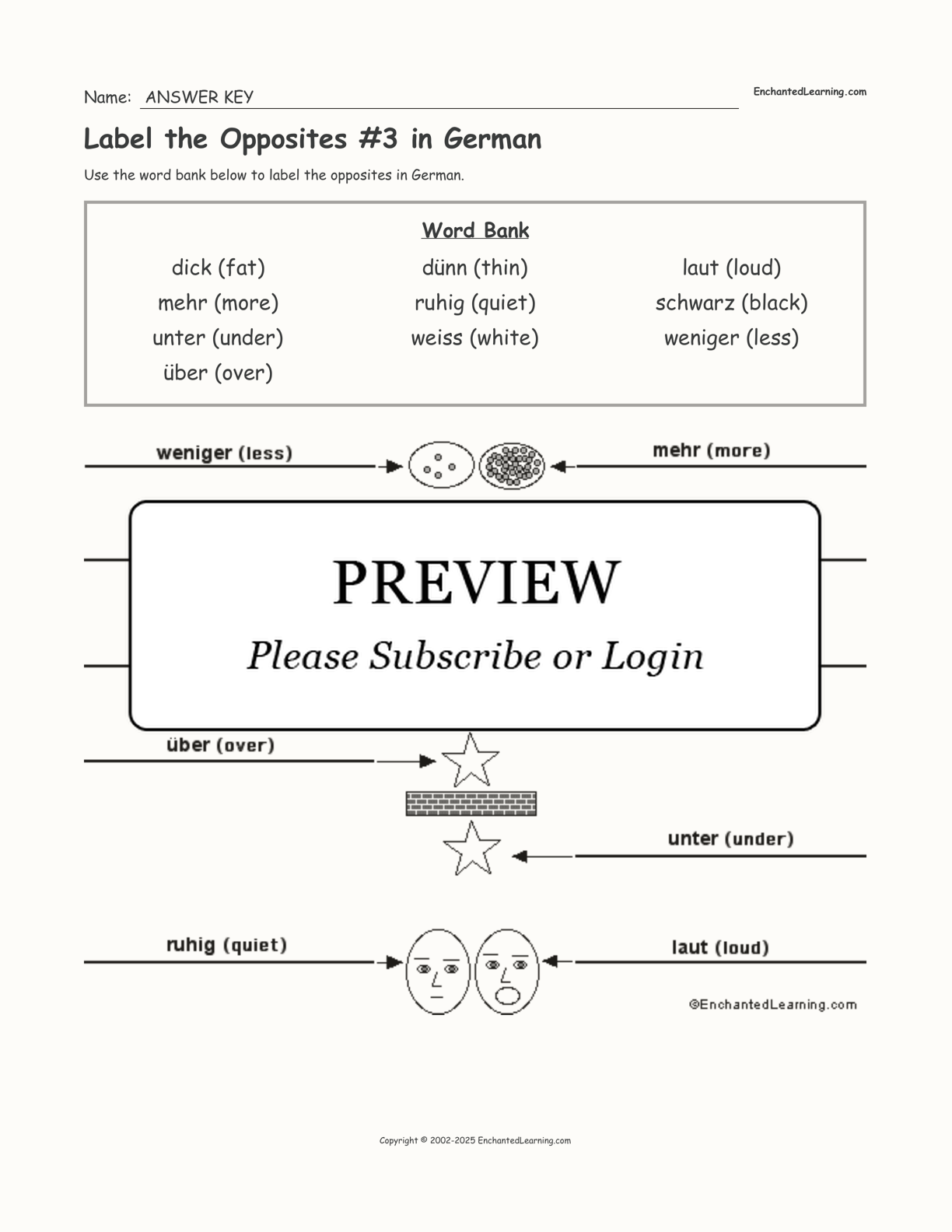 Label the Opposites #3 in German interactive worksheet page 2