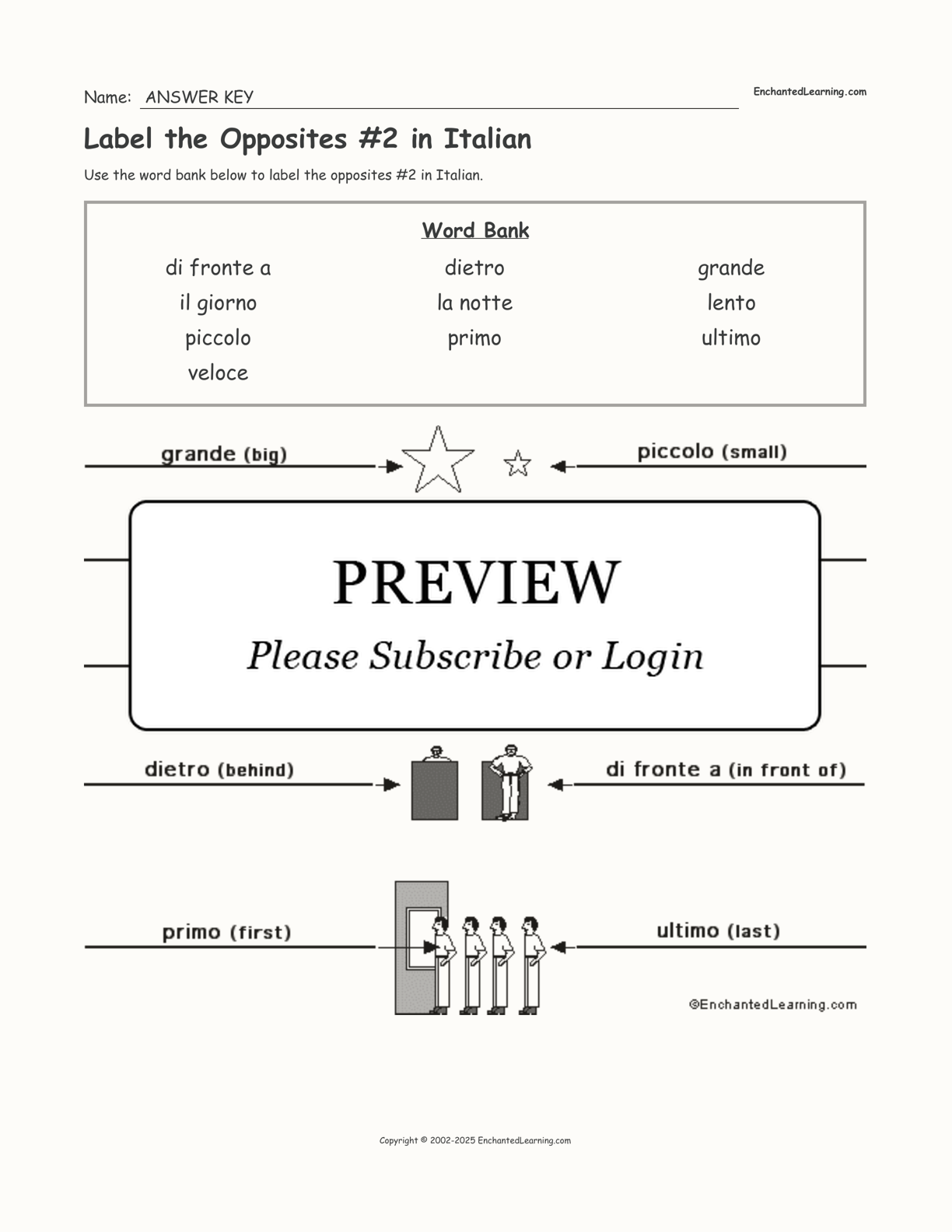 Label the Opposites #2 in Italian interactive worksheet page 2