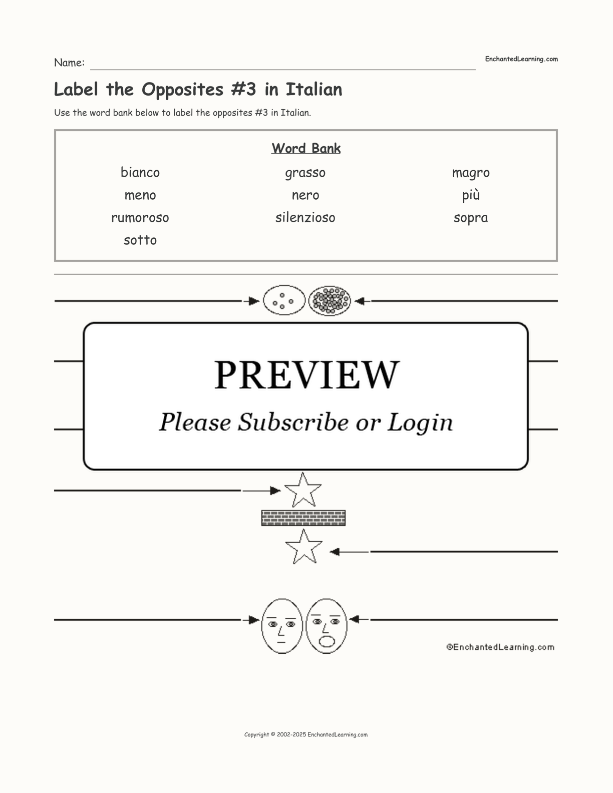 Label the Opposites #3 in Italian interactive worksheet page 1