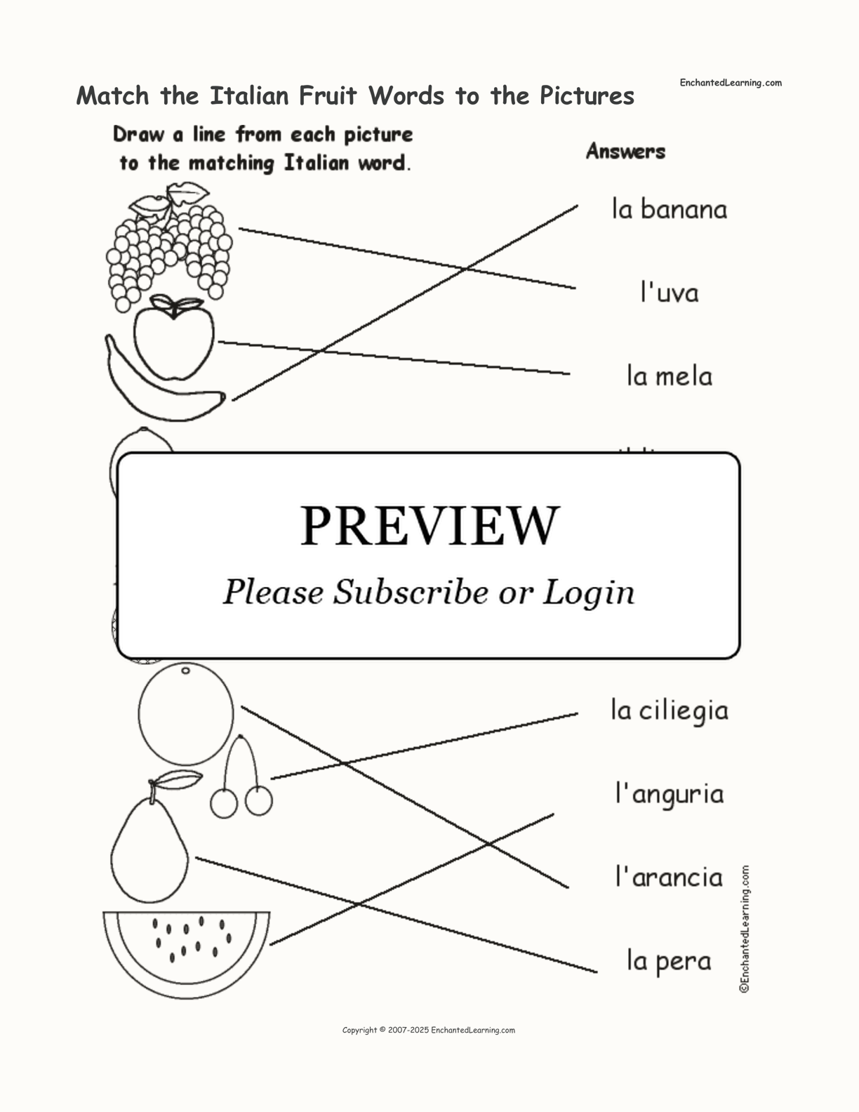 Match the Italian Fruit Words to the Pictures interactive worksheet page 2