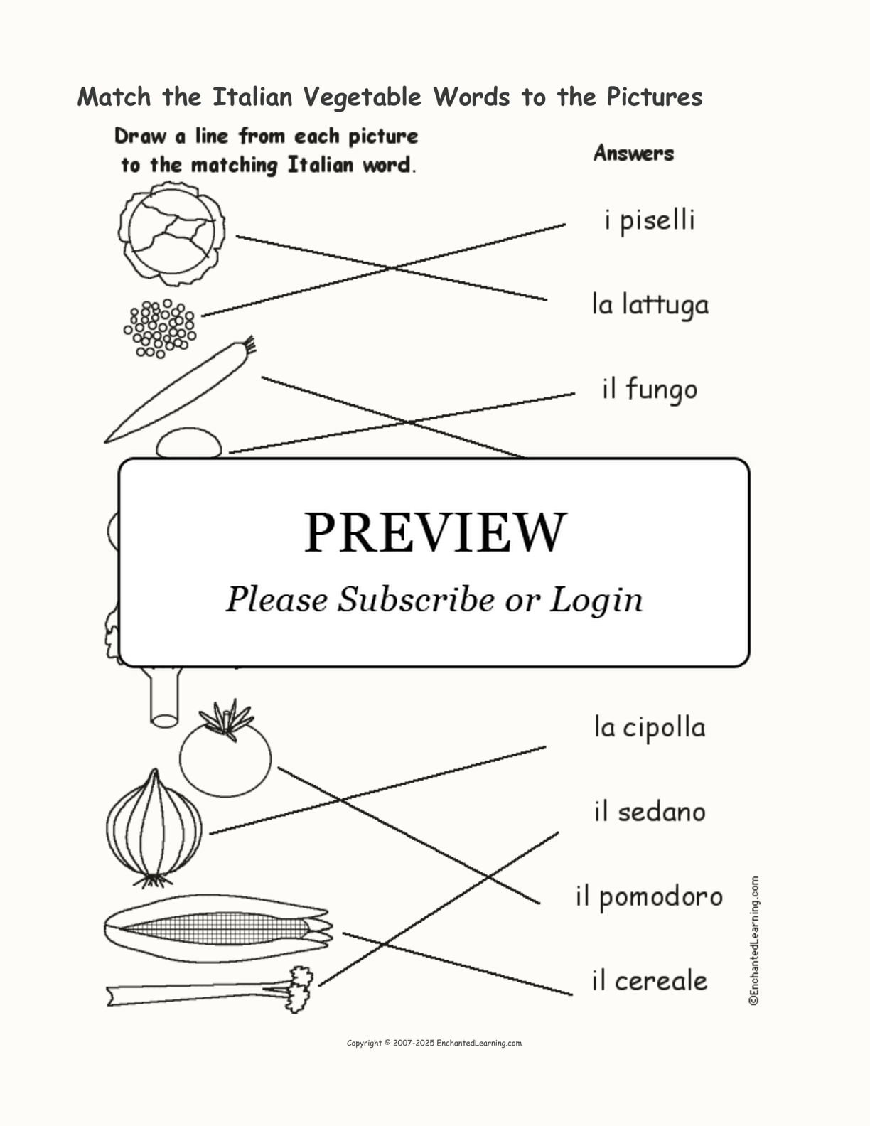 Match the Italian Vegetable Words to the Pictures interactive worksheet page 2