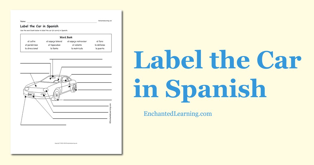 Label The Car In Spanish Enchanted Learning   Index Main 