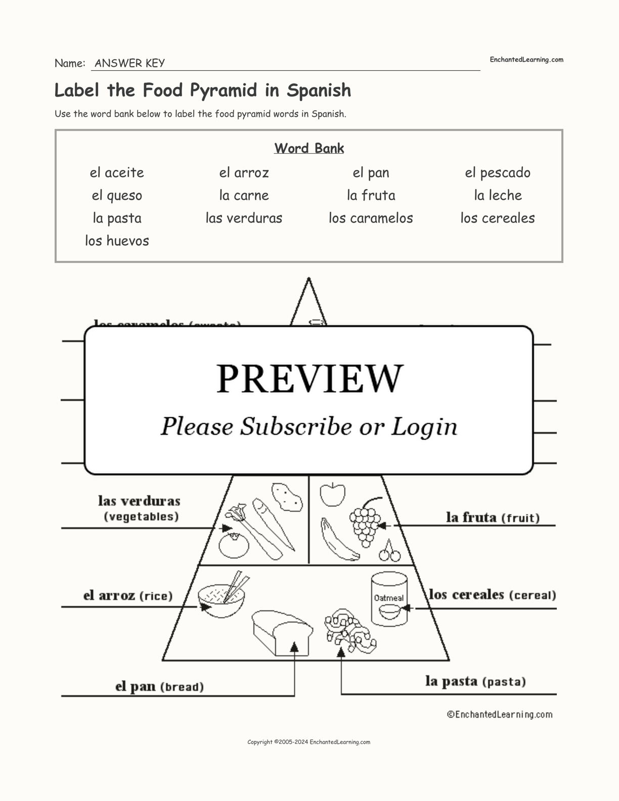 Label the Food Pyramid in Spanish interactive worksheet page 2