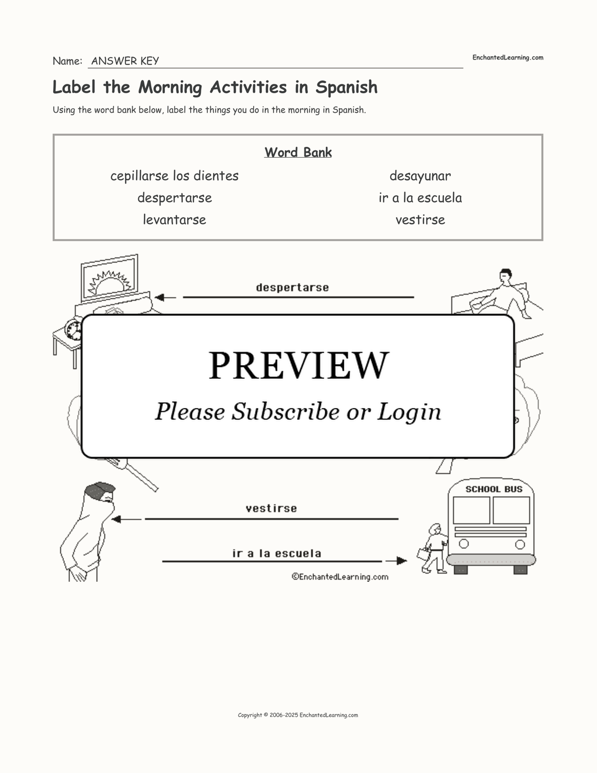 Label the Morning Activities in Spanish interactive worksheet page 2