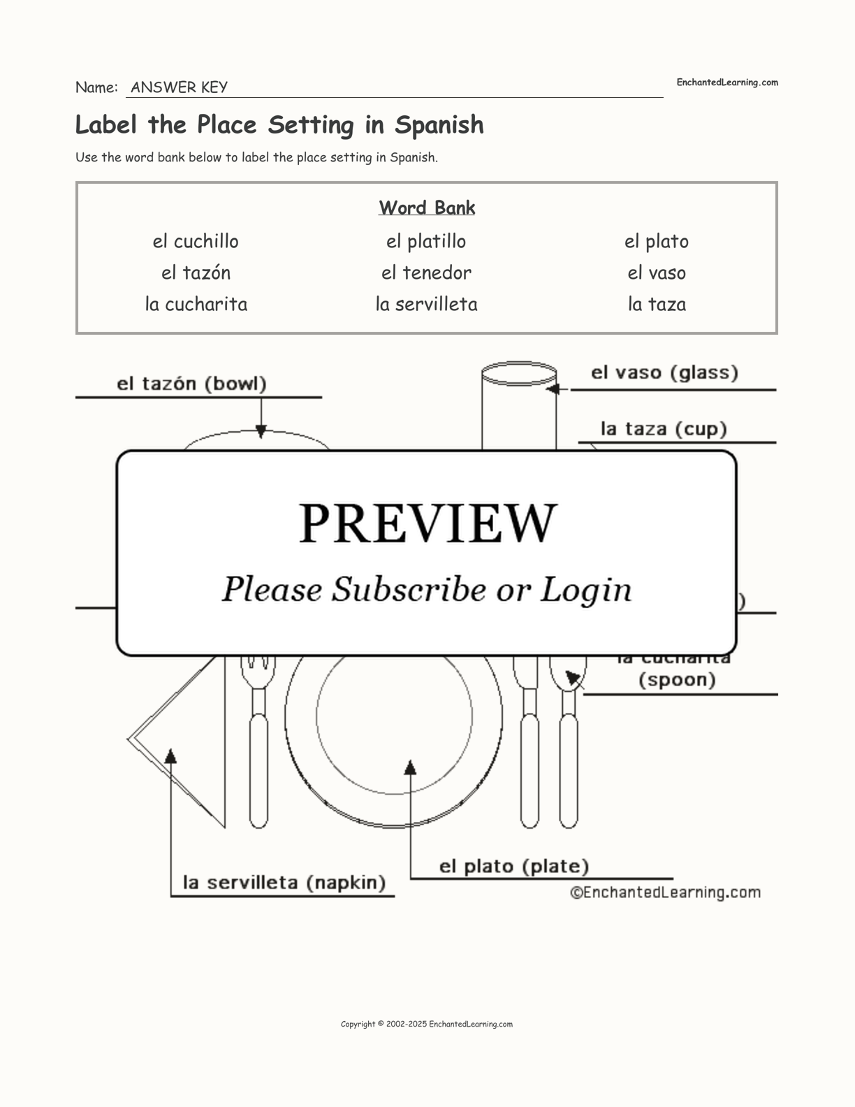 label-the-place-setting-in-spanish-enchanted-learning