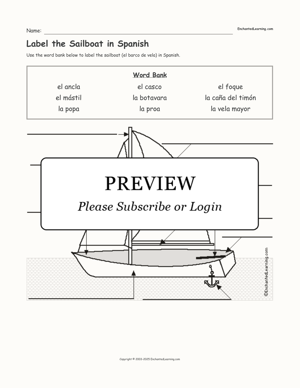 how to say sailboat in spanish