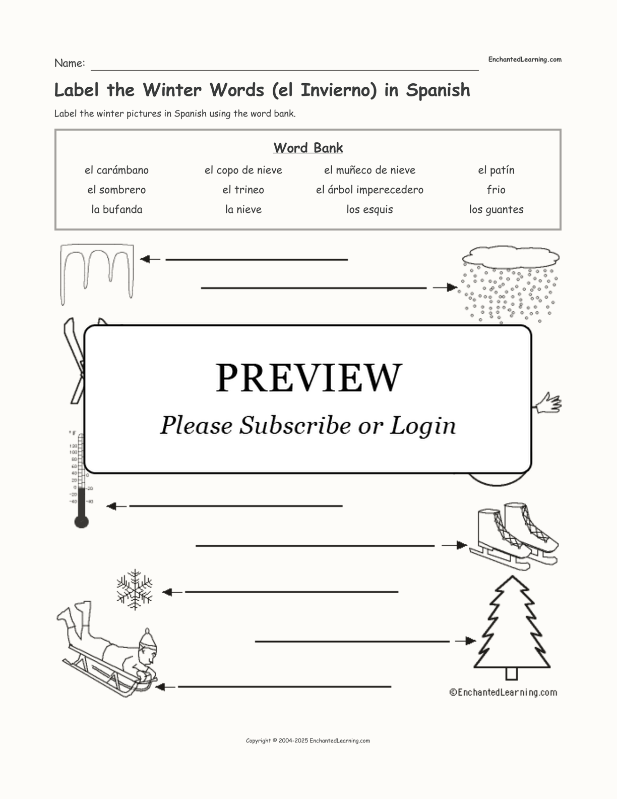 Invierno worksheet