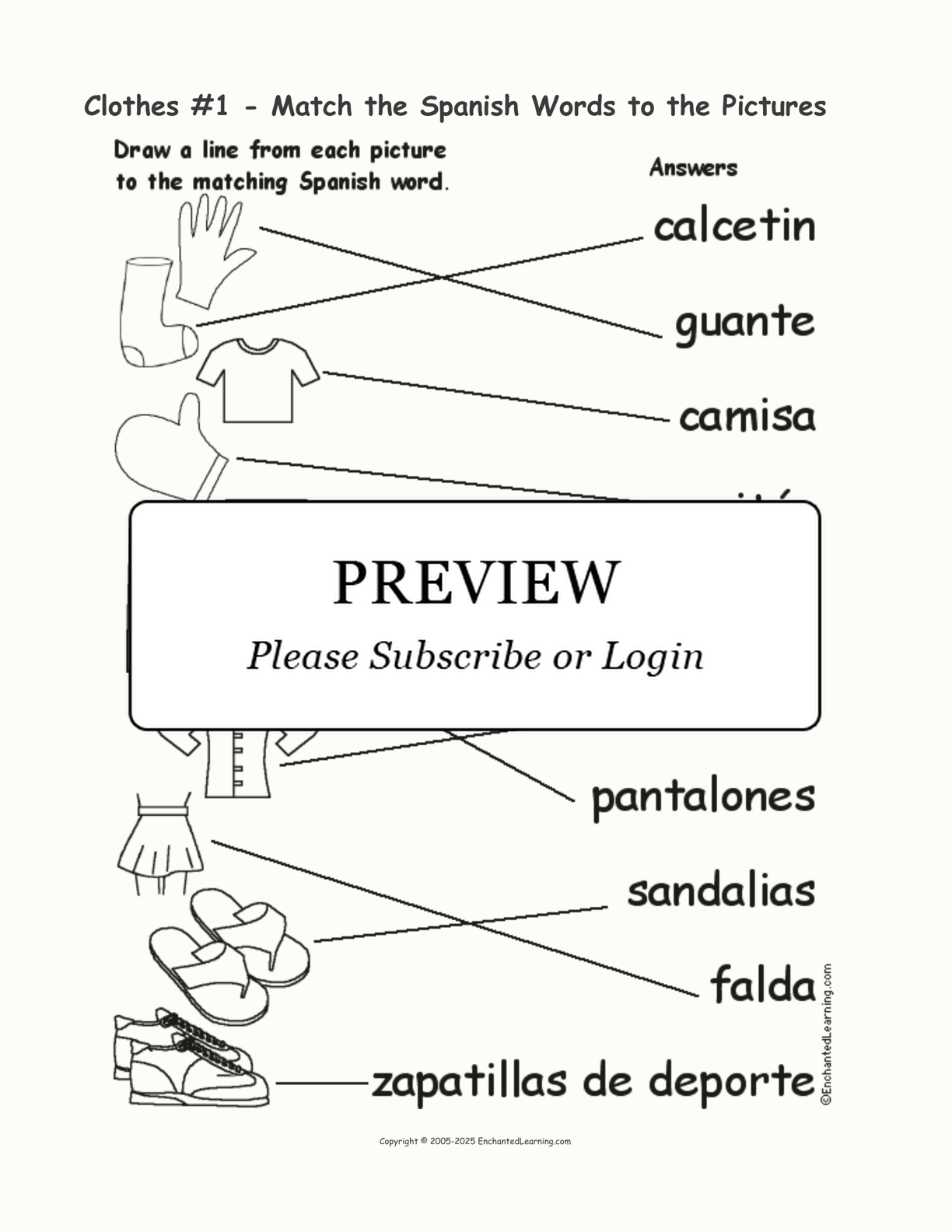 Clothes #1 - Match the Spanish Words to the Pictures interactive worksheet page 2