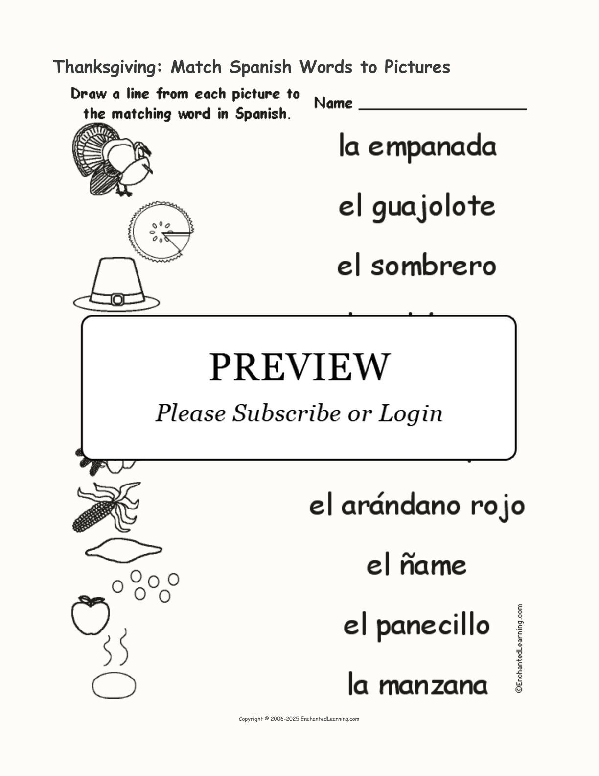 free printable spanish thanksgiving worksheets for kindergarten