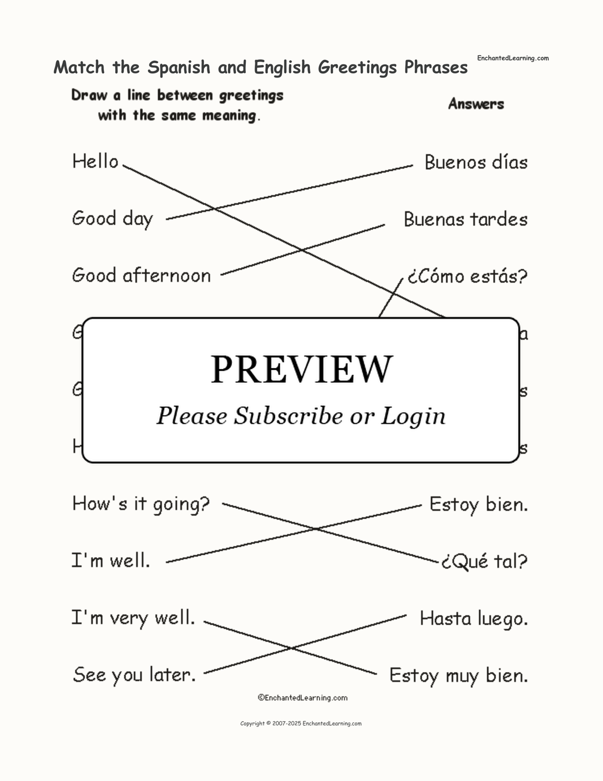 Match the Spanish and English Greetings Phrases interactive worksheet page 2