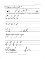 Search result: 'Writing Cursive Letters E-F'