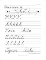 Search result: 'Writing Cursive Letters K-L'