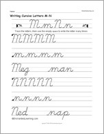 Search result: 'Writing Cursive Letters M-N'
