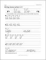 Search result: 'Writing Cursive Letters U-V'
