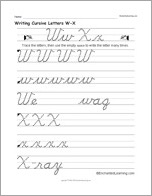 Search result: 'Writing Cursive Letters W-X'