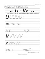 Search result: 'Writing Letters U-V (D'Nealian Style)'
