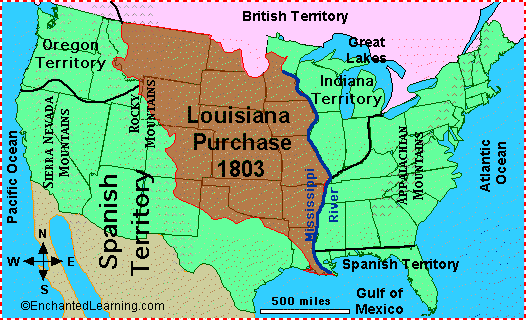 the louisiana purchase map The Louisiana Purchase Enchantedlearning Com the louisiana purchase map