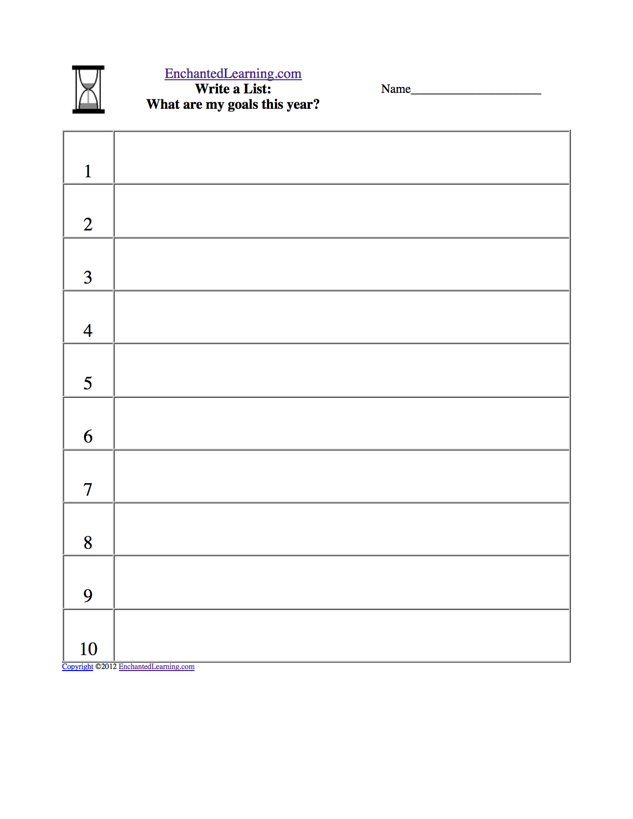 My Lists, Printable Worksheets - EnchantedLearning.com