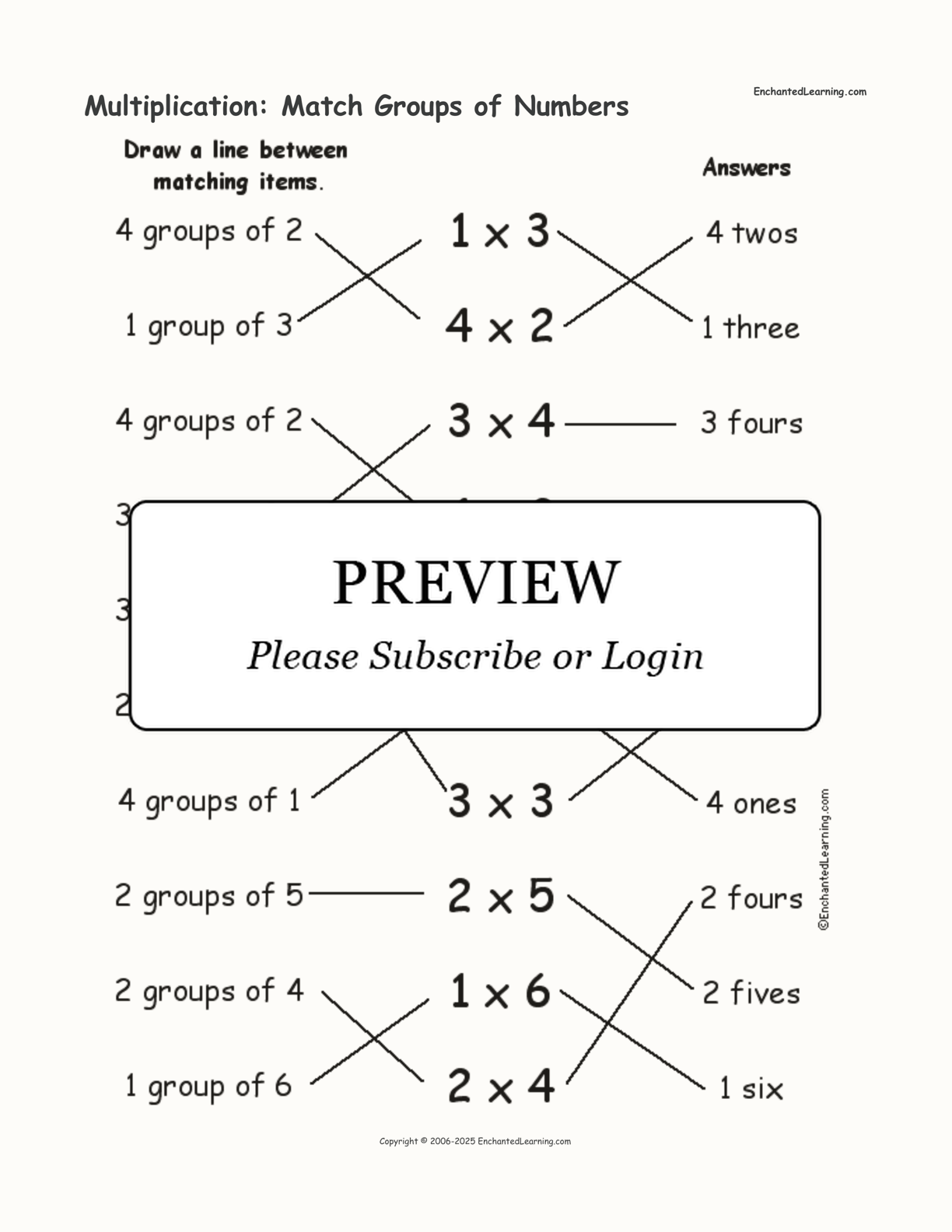 Multiplication: Match Groups of Numbers interactive worksheet page 2