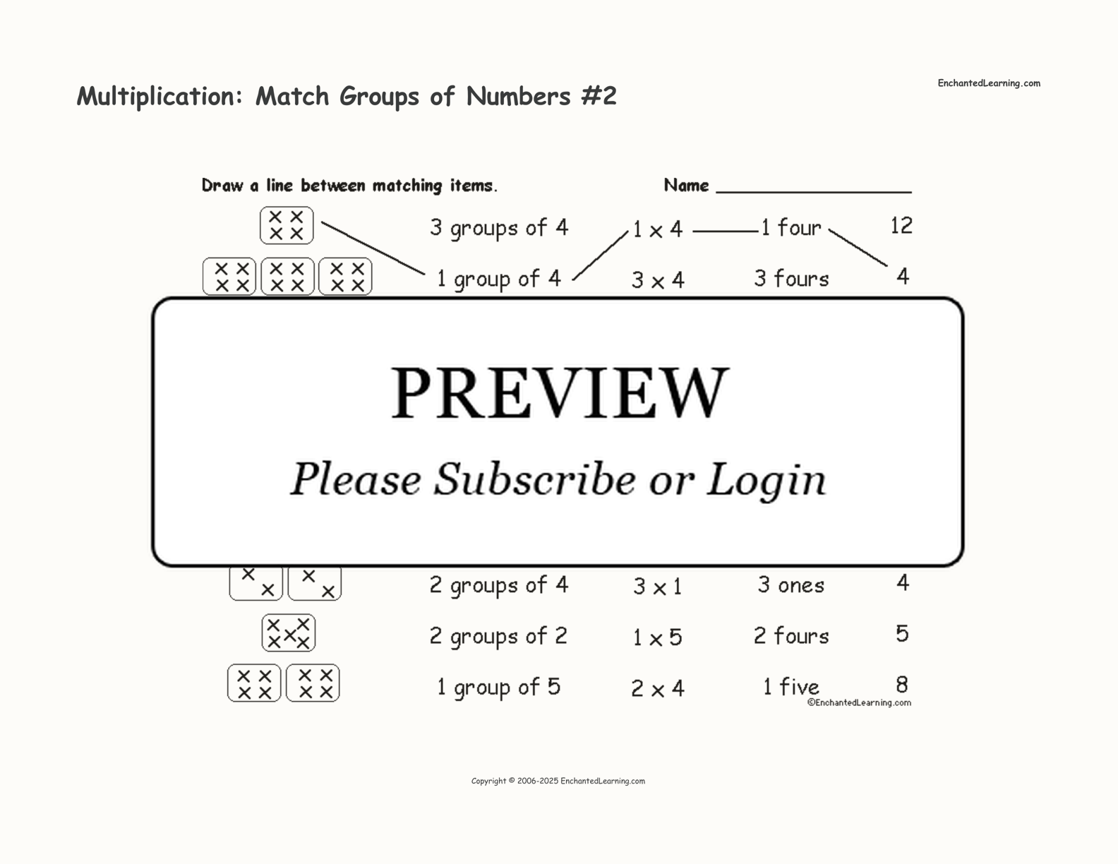 Multiplication: Match Groups of Numbers #2 interactive worksheet page 1