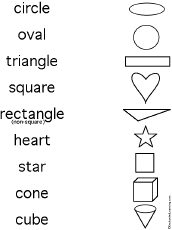 spelling worksheets shapes at enchantedlearningcom