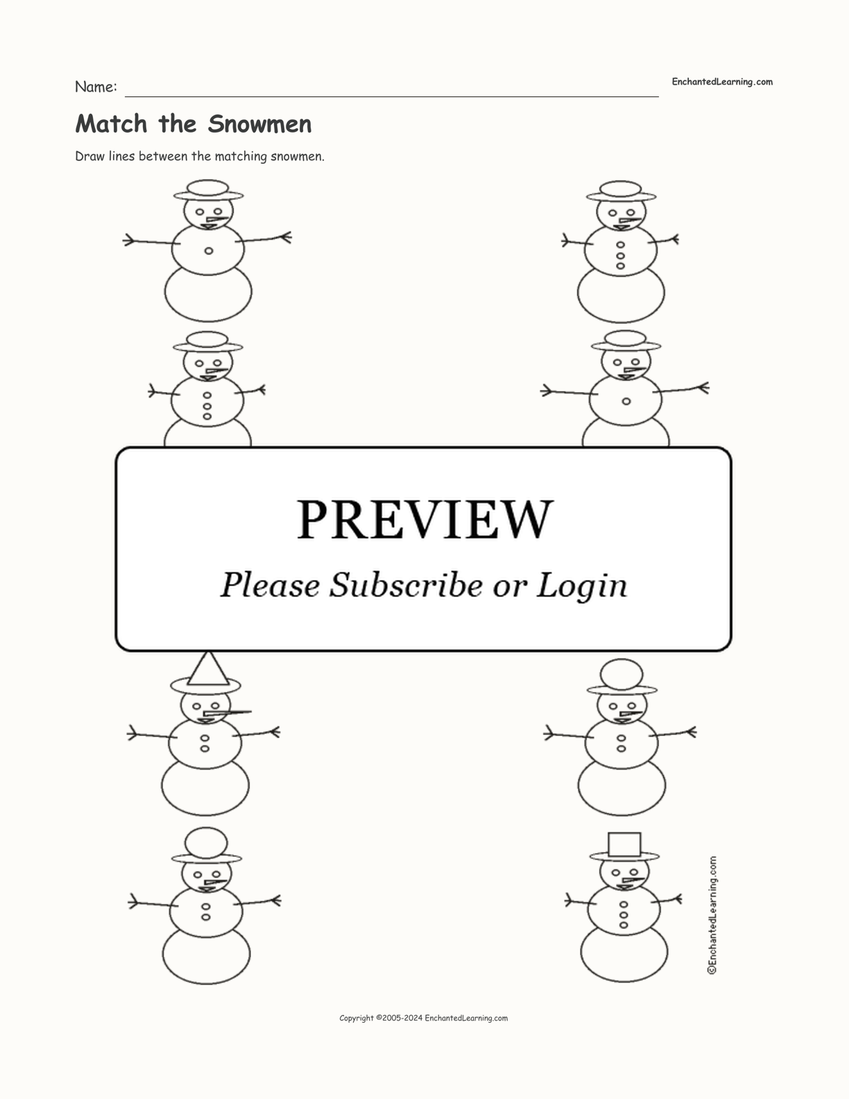 match-the-snowmen-enchanted-learning