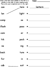 syllable to syllable matching worksheets at enchantedlearningcom