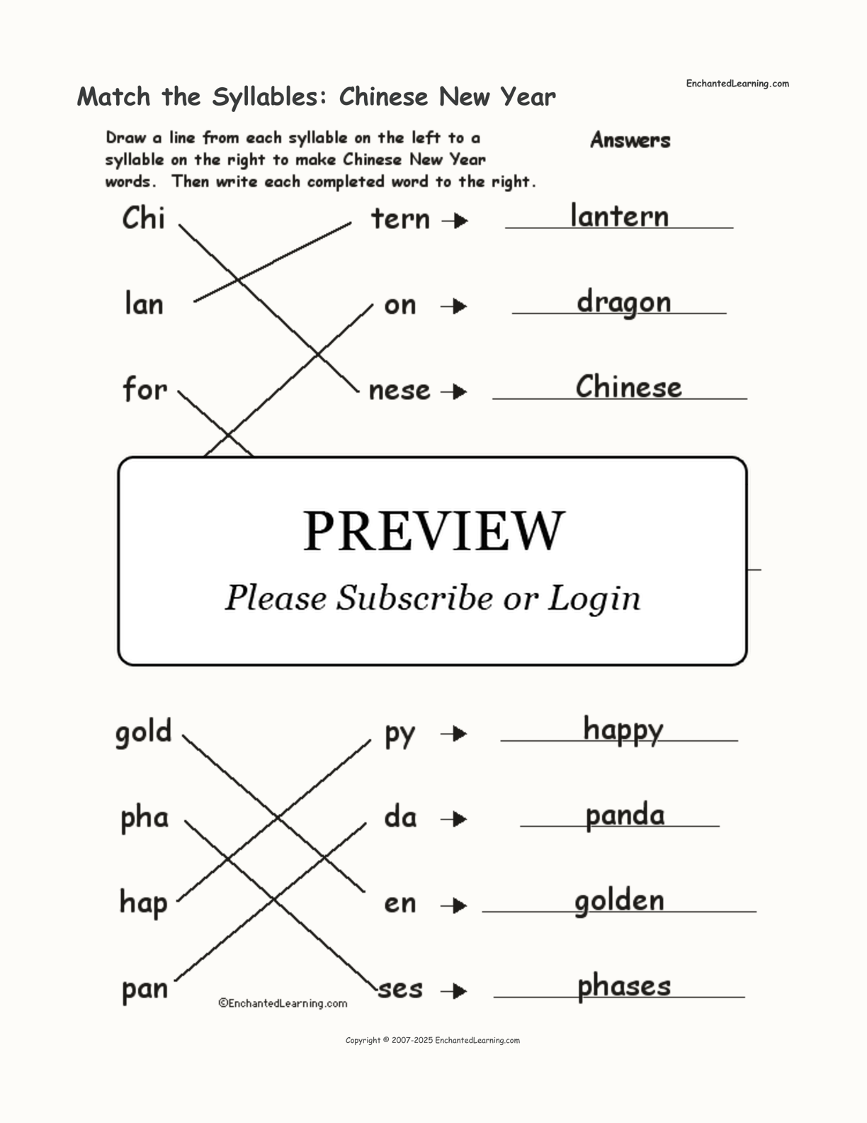 Match the Syllables: Chinese New Year interactive worksheet page 2