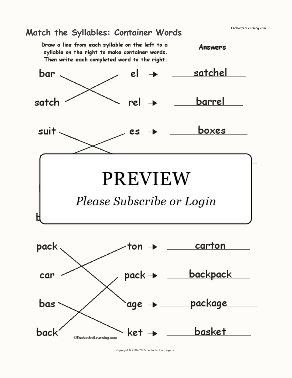 Match the Syllables: Container Words interactive worksheet page 2