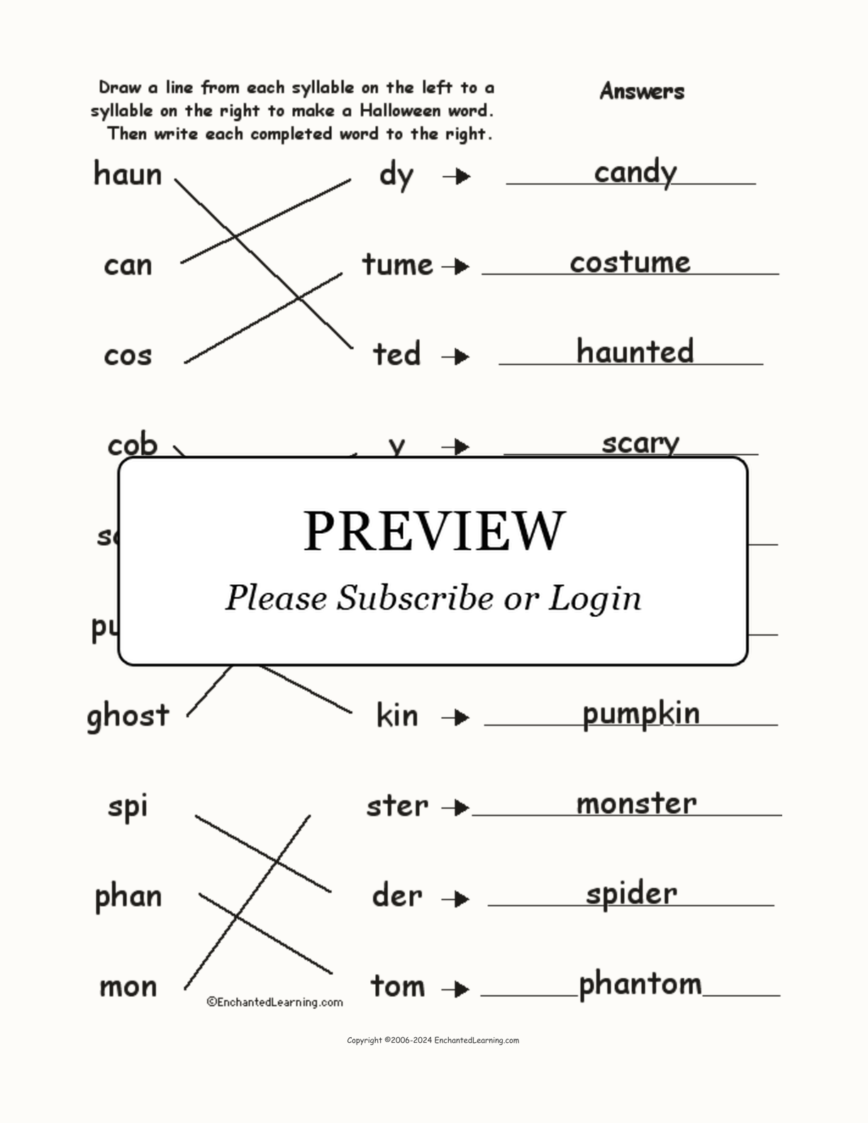 Match the Syllables: Halloween Words interactive worksheet page 2