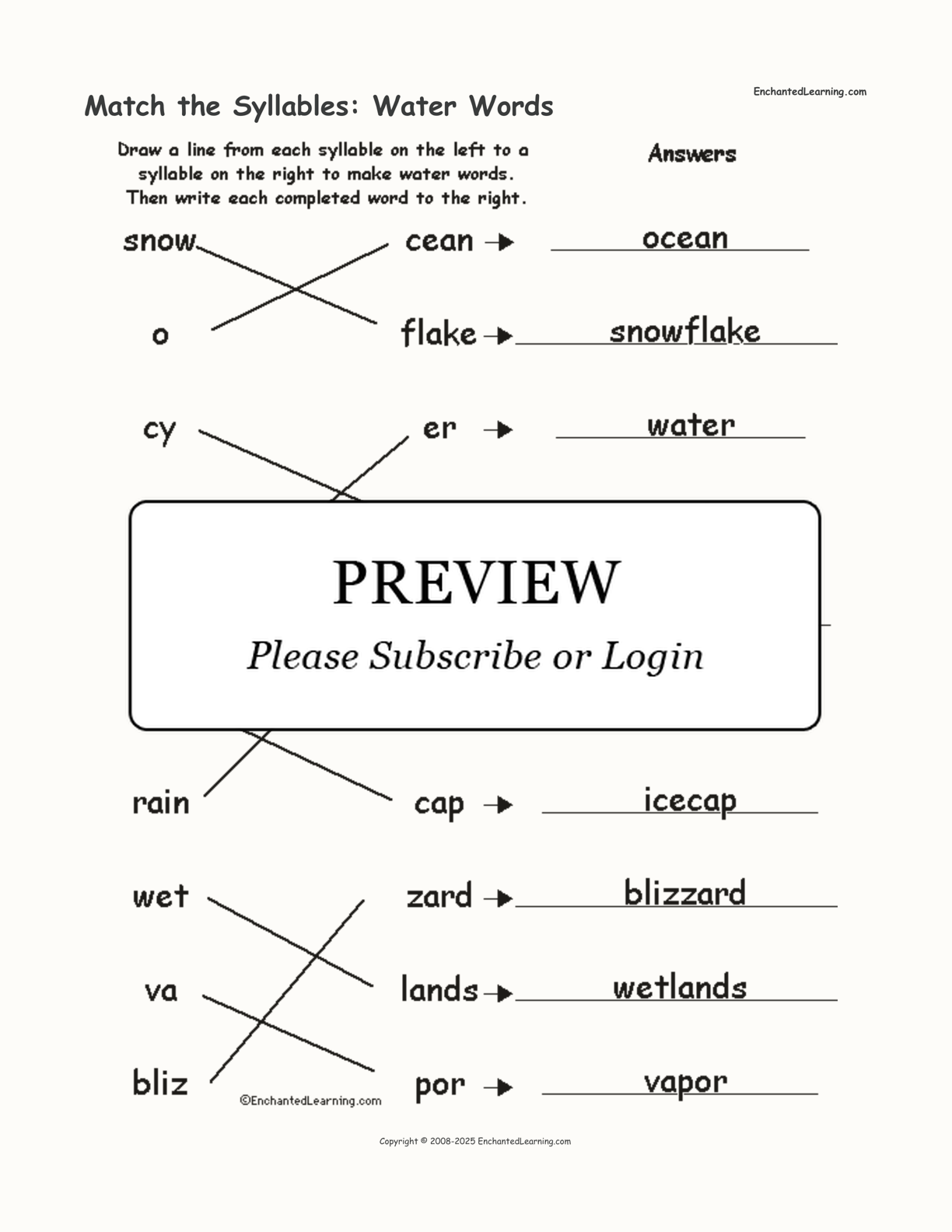 Match the Syllables: Water Words interactive worksheet page 2