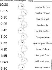 Telling Time Worksheets Enchantedlearning Com