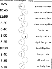 telling time worksheets enchantedlearning com