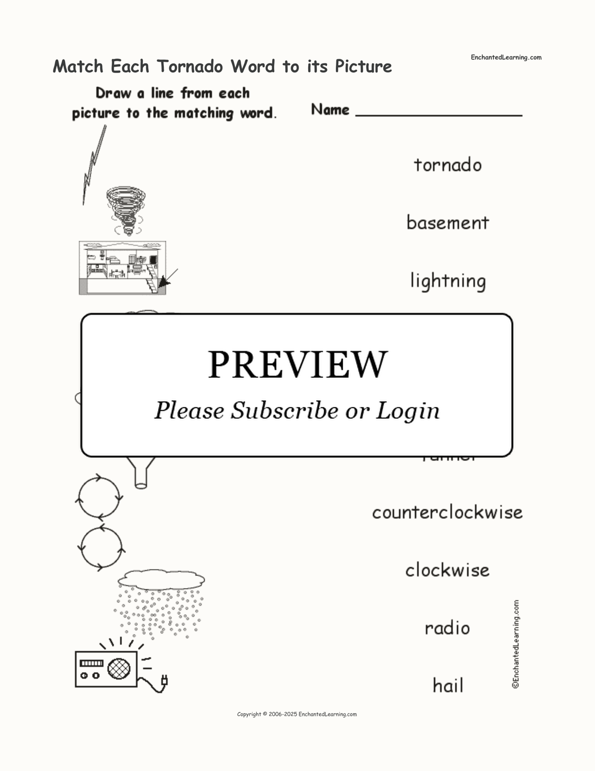 Match Each Tornado Word to its Picture interactive worksheet page 1