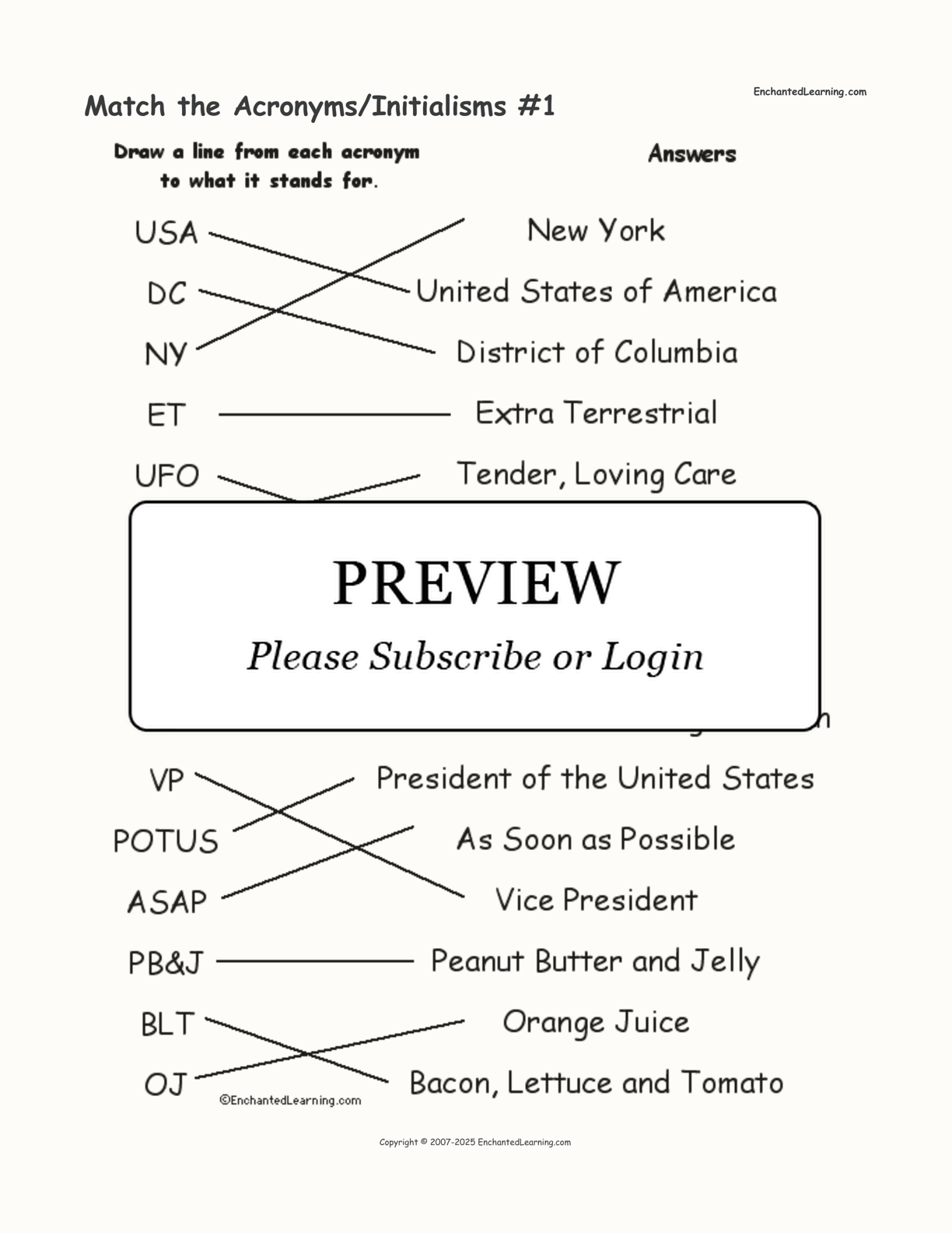 Match the Acronyms/Initialisms #1 interactive worksheet page 2