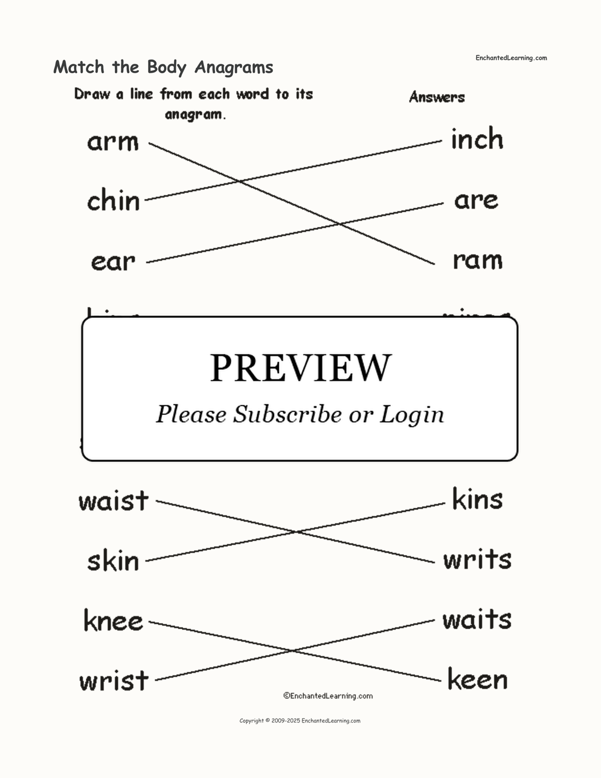 Match the Body Anagrams interactive worksheet page 2