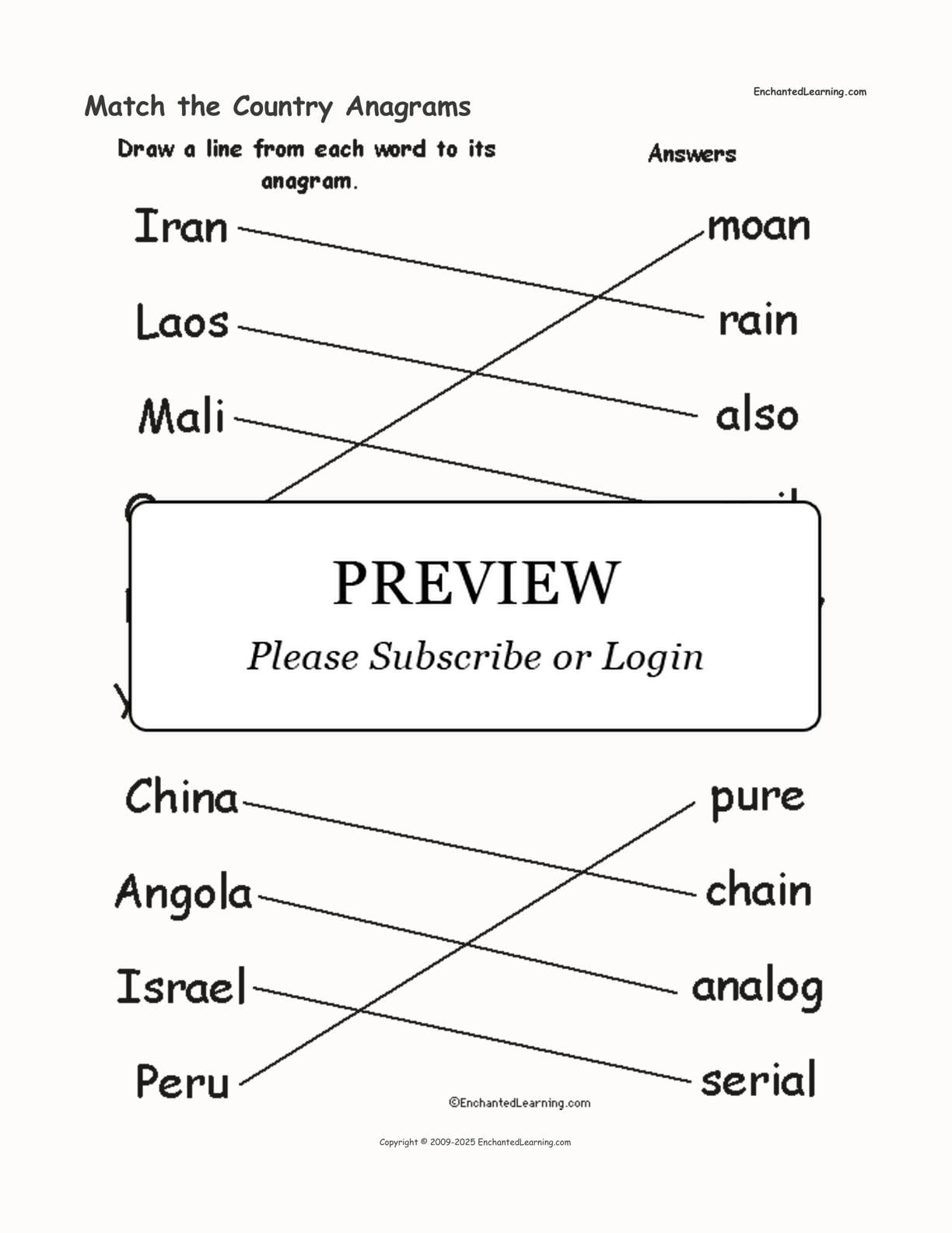 Match the Country Anagrams interactive worksheet page 2