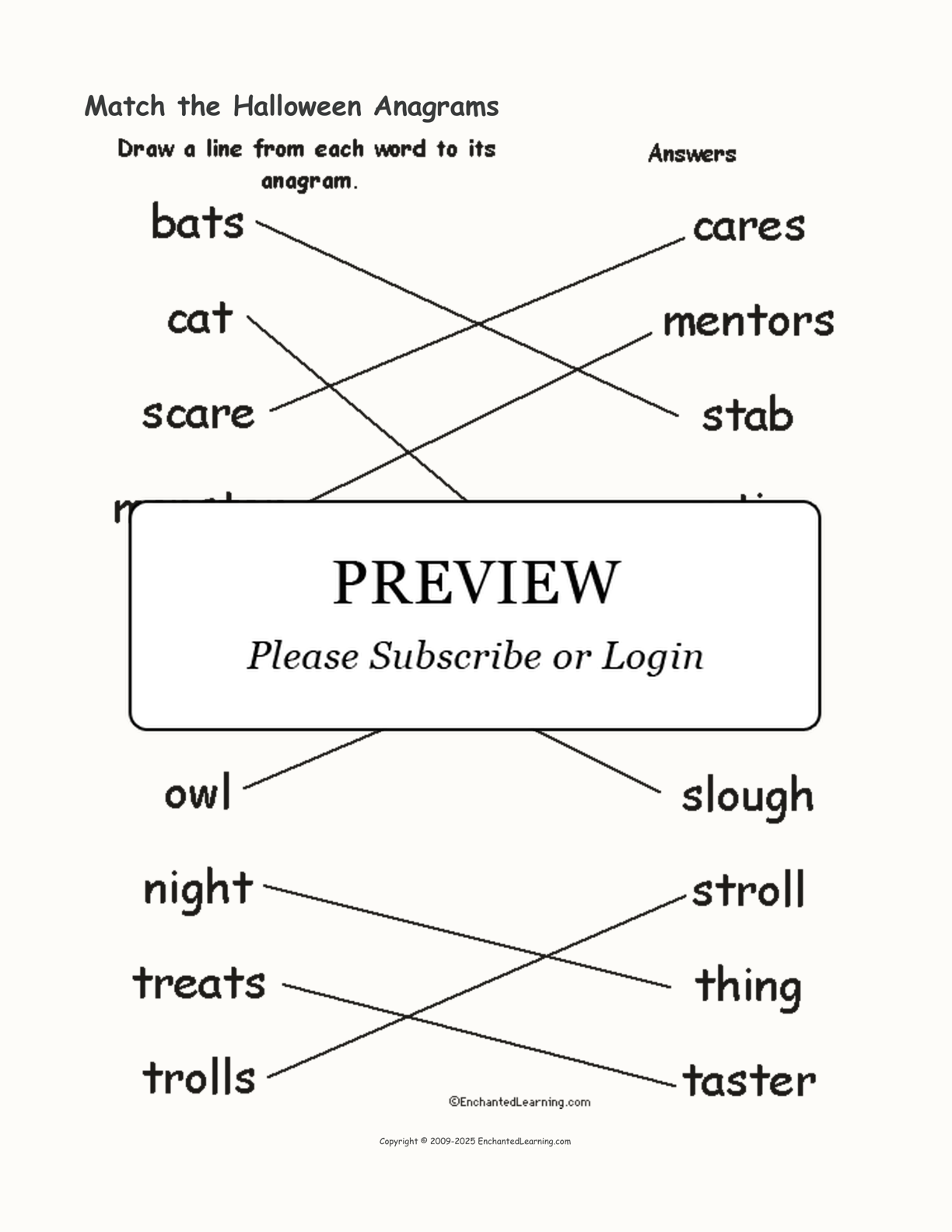 Match the Halloween Anagrams interactive worksheet page 2