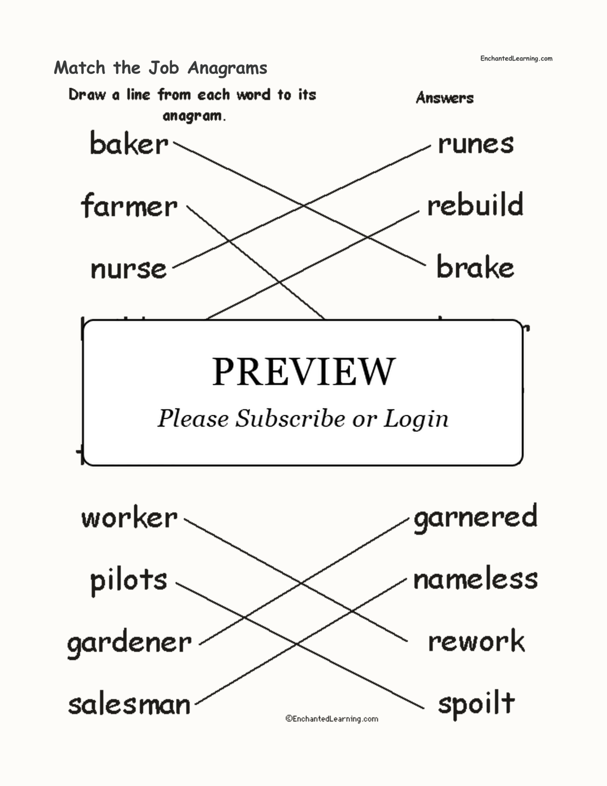 Match the Job Anagrams interactive worksheet page 2