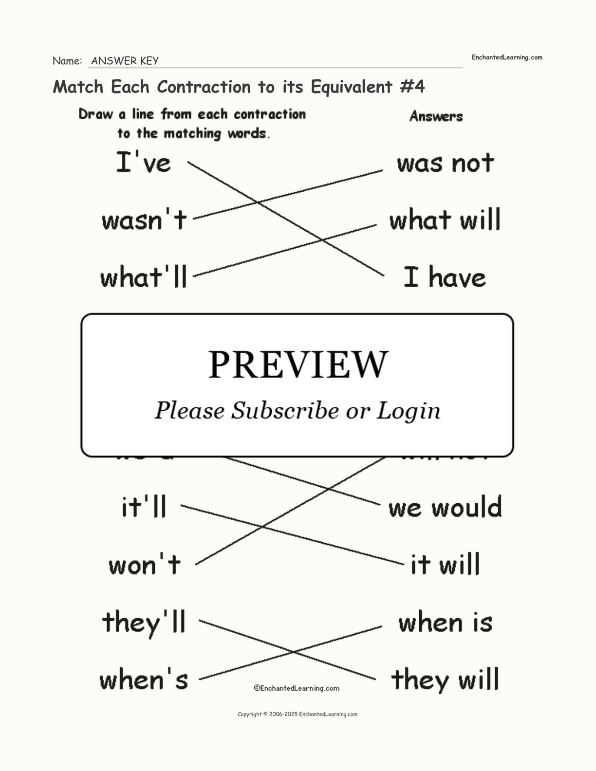 Match Each Contraction to its Equivalent #4 interactive worksheet page 2