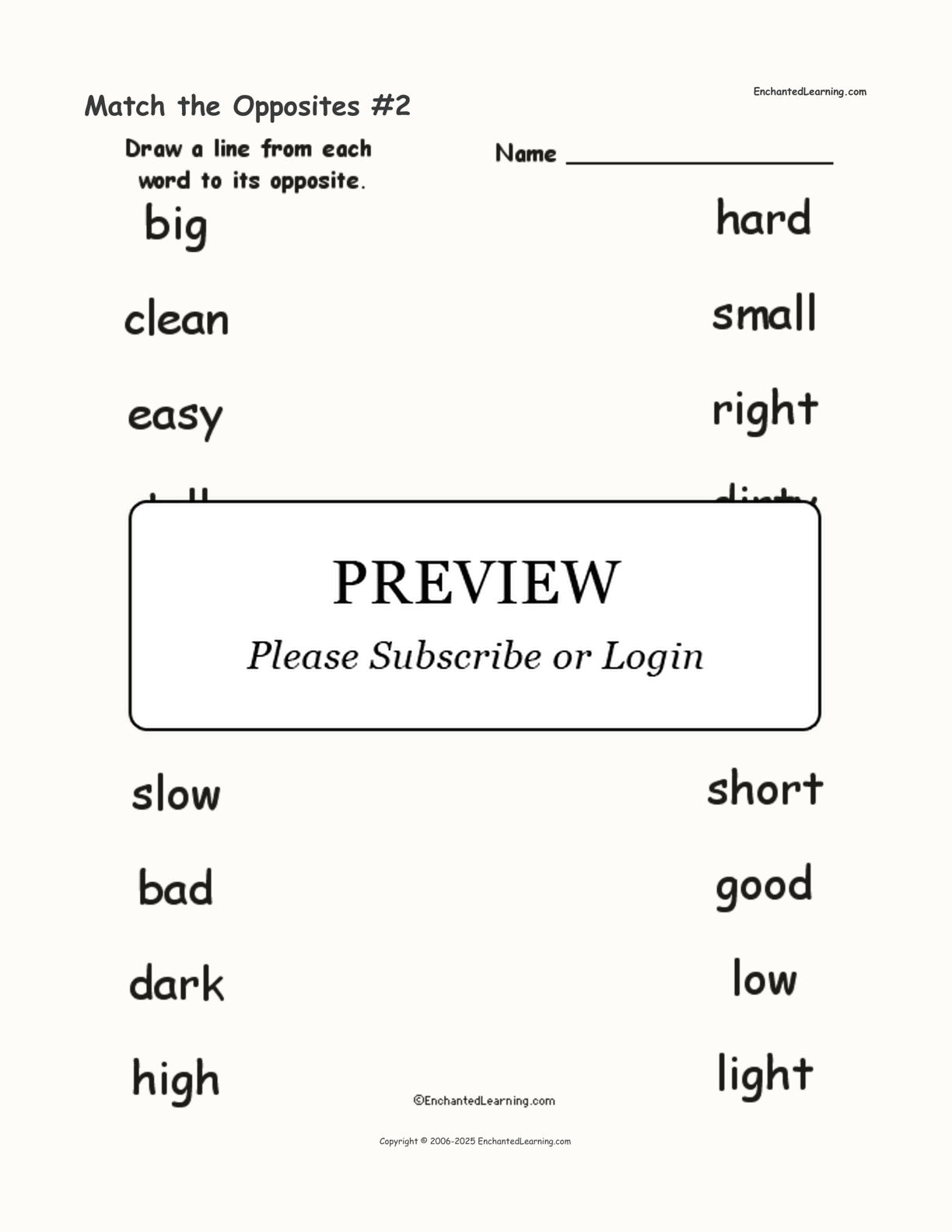 Match the Opposites #2 interactive worksheet page 1