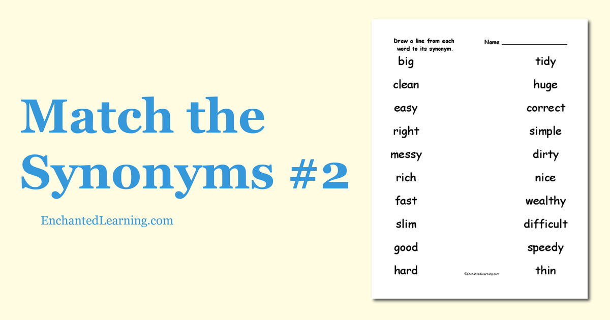 Match the Synonyms 2 Enchanted Learning