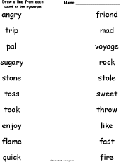 Word To Word Matching Worksheets At Enchantedlearning Com