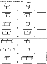 Addition Printout: Adding Groups of Cubes Worksheet Printout #1
