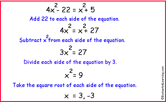 Examples of Quadratic Equation