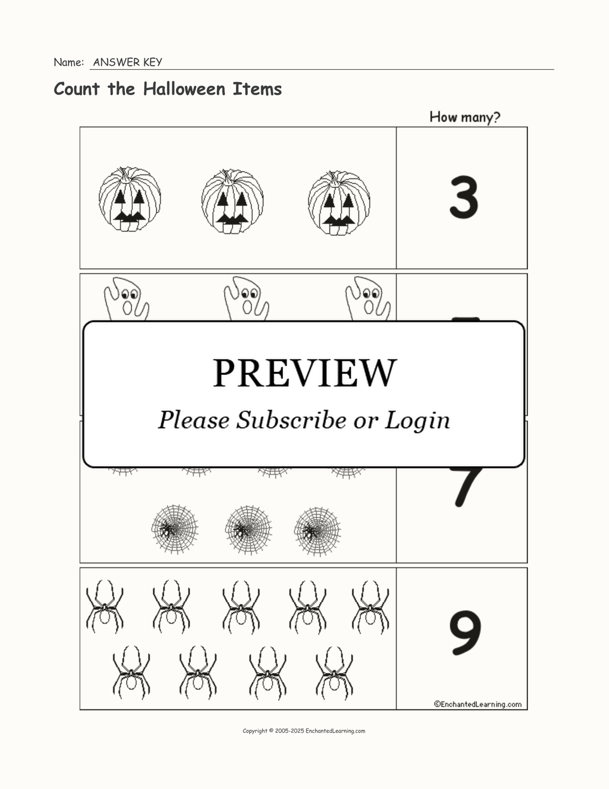 Count the Halloween Items interactive worksheet page 2