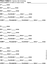 place value worksheet