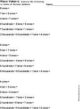 place value worksheet