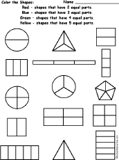 color the divided shapes worksheet enchantedlearning com