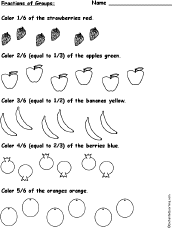 Search result: 'Color Fractions of Groups of Fruit Worksheet - Sixths'